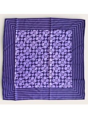 Coach silk signature C and stripe silk square scarf EUC purple